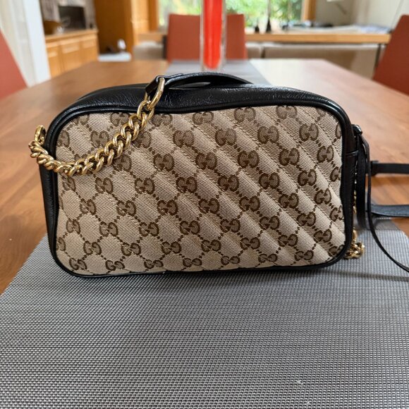 Gucci Monogram Matelasse Diagonal Small GG Marmont Chain Shoulder Bag - Picture 4 of 13